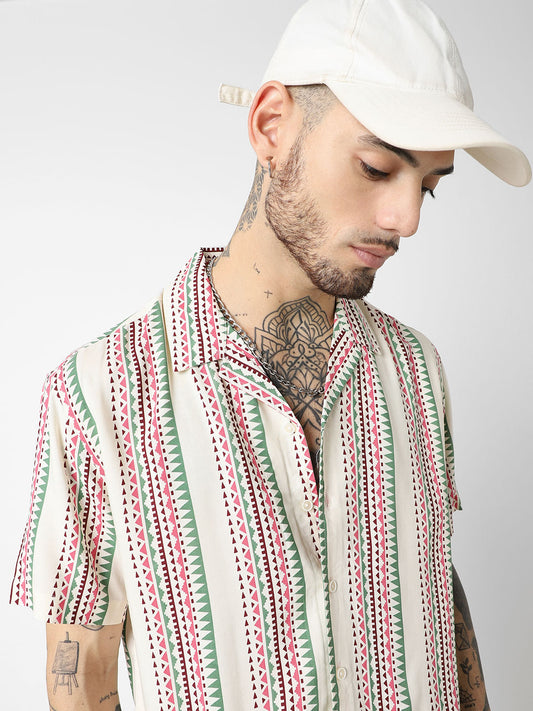 Multicolour Motifs Printed Oversized Shirt