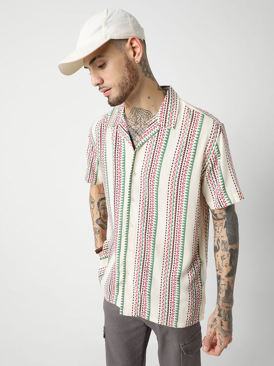 Multicolour Motifs Printed Oversized Shirt
