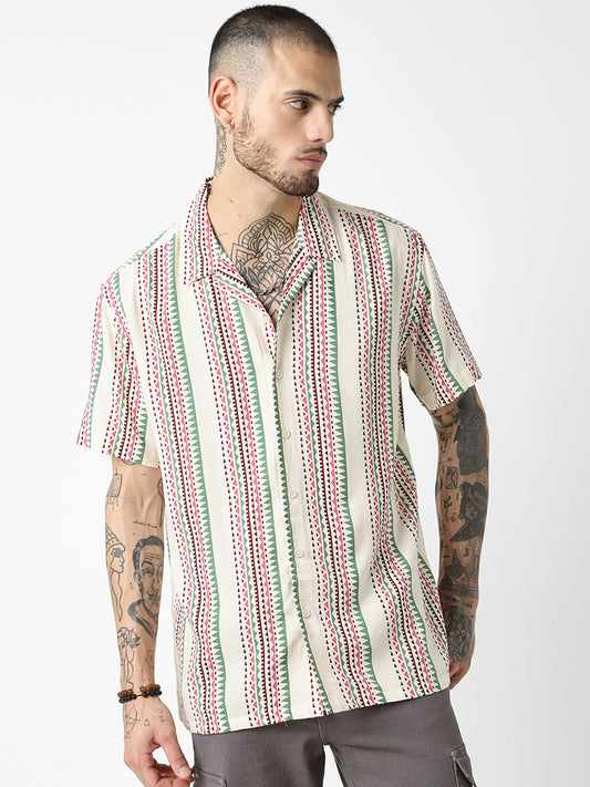 Multicolour Motifs Printed Oversized Shirt
