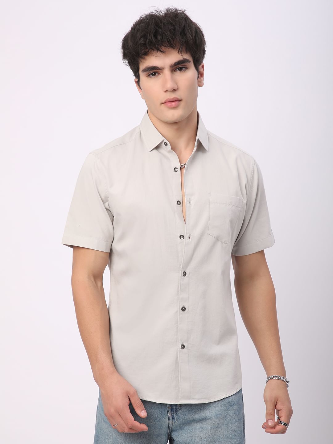 Solid Platinum Grey Shirt