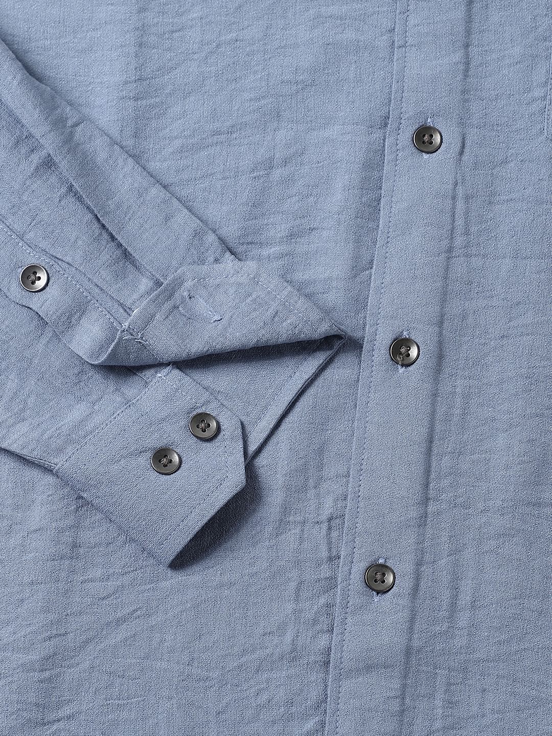 Blue Italian Linen Crinkle Shirt