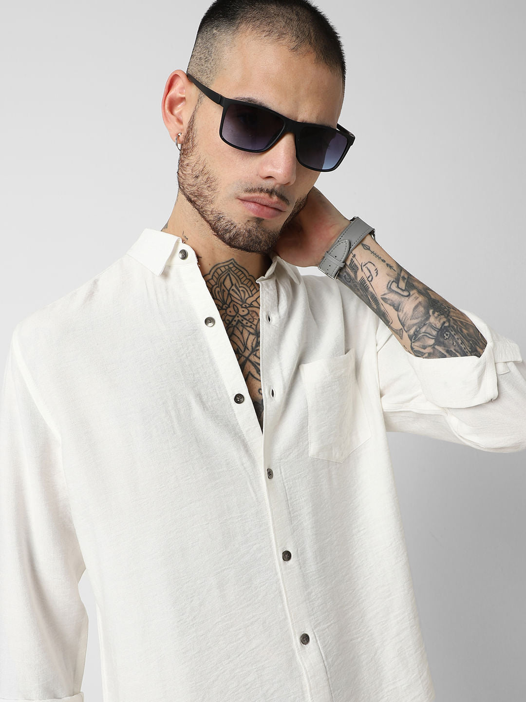 Premium Italian Linen Ivory Crinkle Shirt