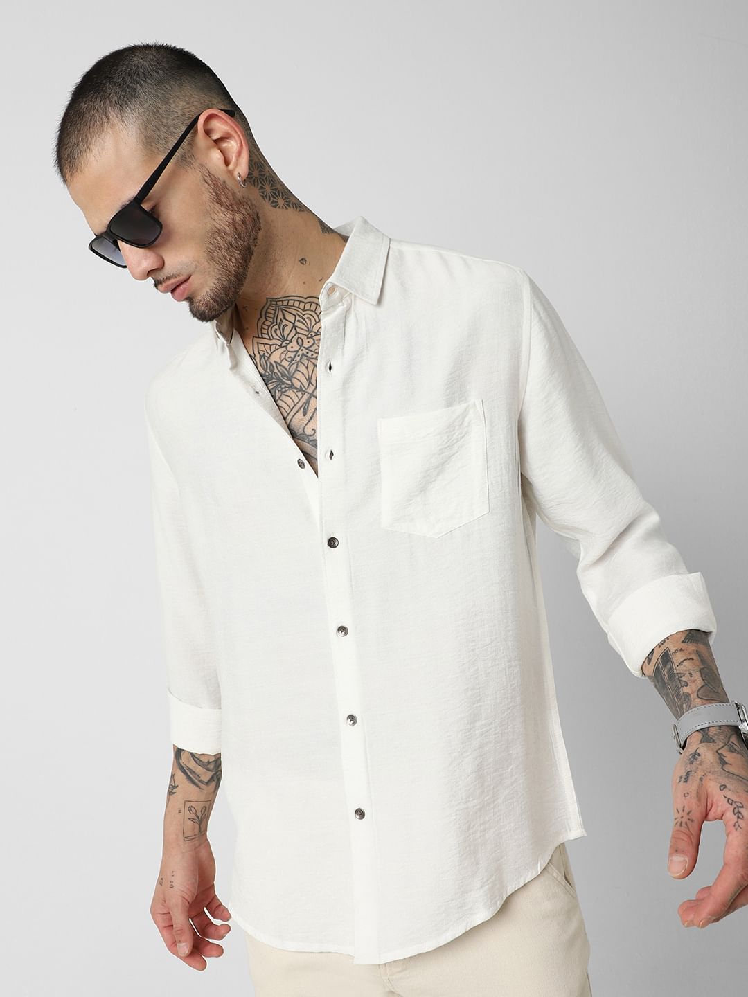 Premium Italian Linen Ivory Crinkle Shirt
