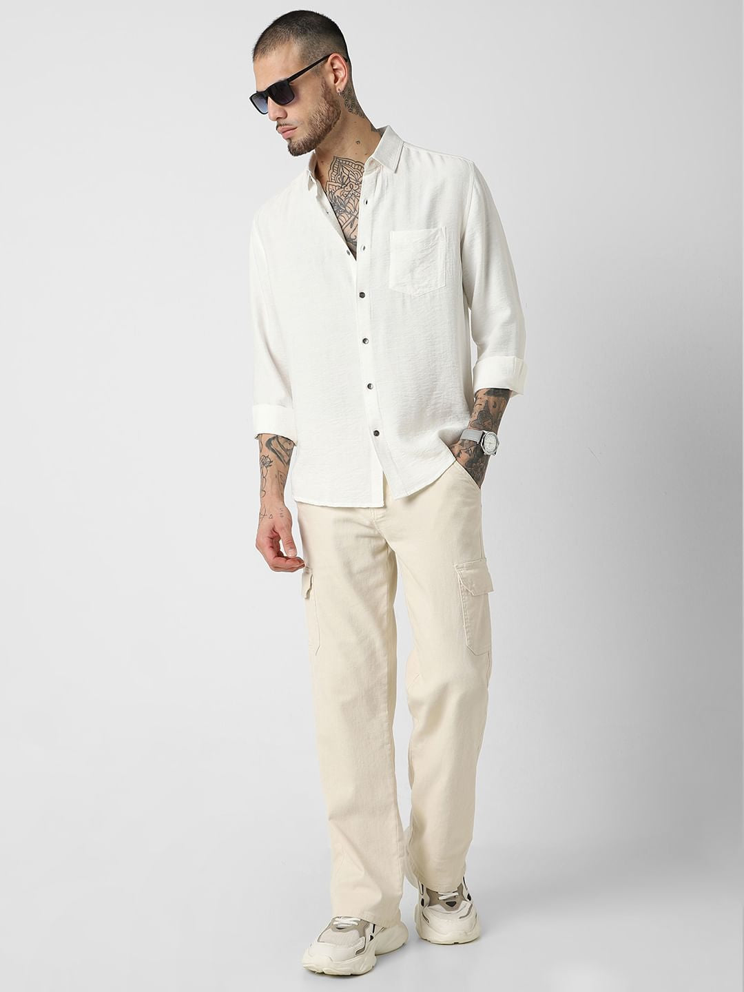 Premium Italian Linen Ivory Crinkle Shirt