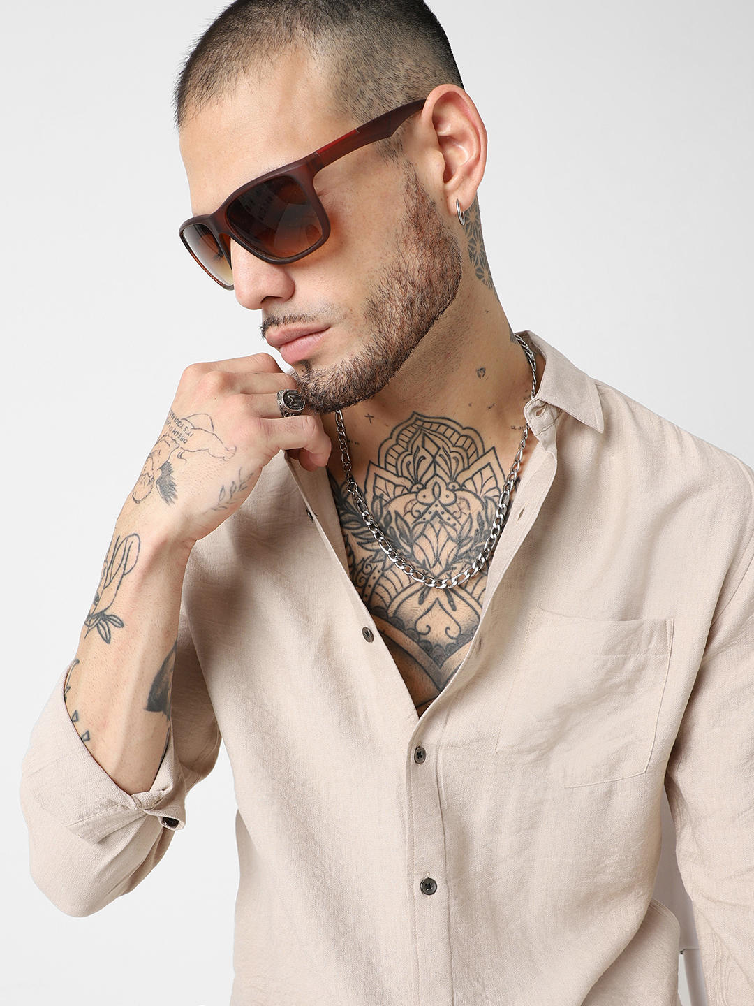 Premium Italian Linen Beige Crinkle Shirt
