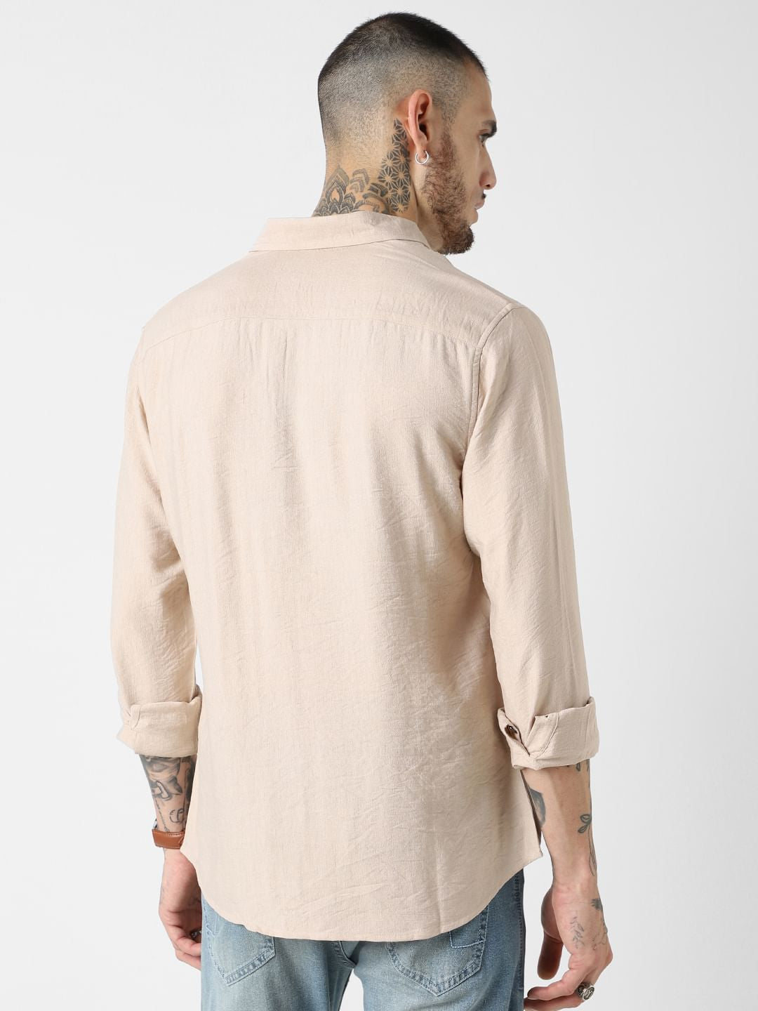 Premium Italian Linen Beige Crinkle Shirt