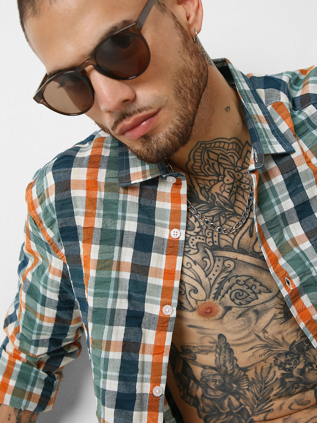Multicolour Checkered Seersucker Shirt