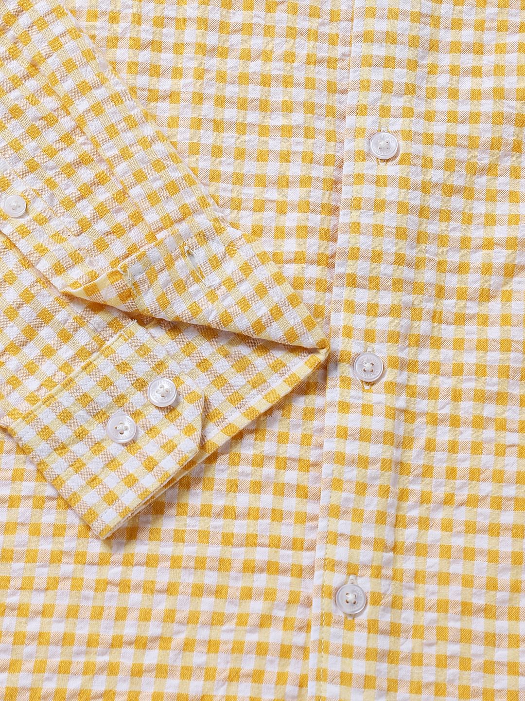 Yellow Checkered Seersucker Shirt