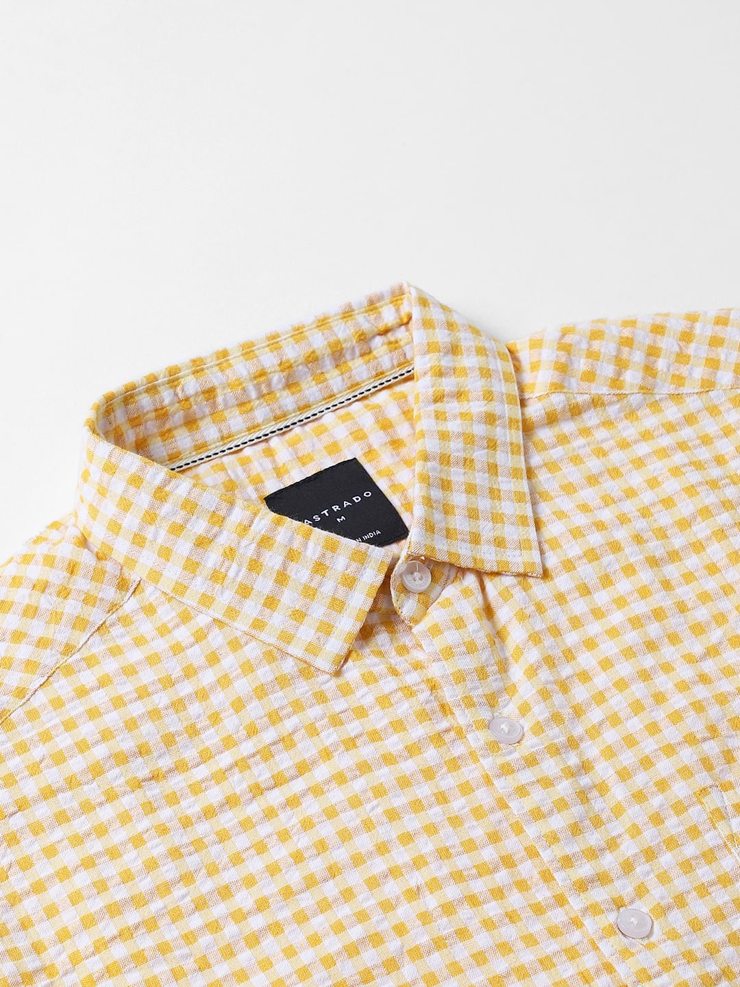 Yellow Checkered Seersucker Shirt