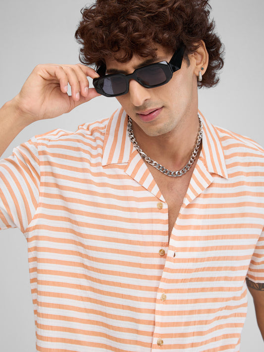Aerospace Orange Striped Oversized Shirt