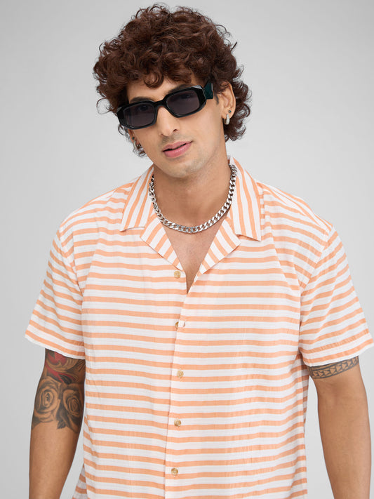 Aerospace Orange Striped Oversized Shirt