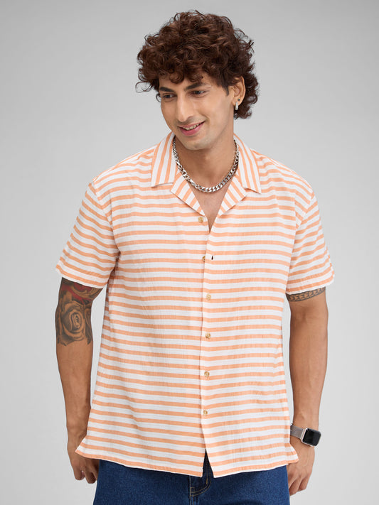 Aerospace Orange Striped Oversized Shirt