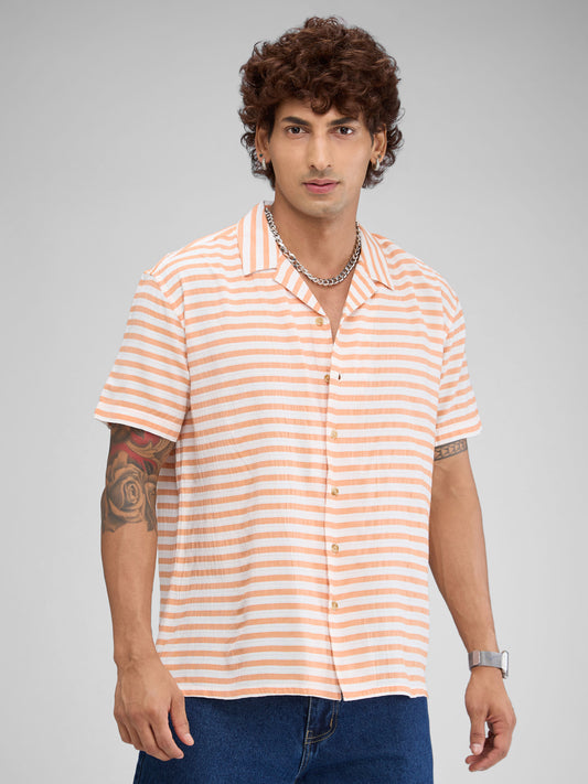 Aerospace Orange Striped Oversized Shirt