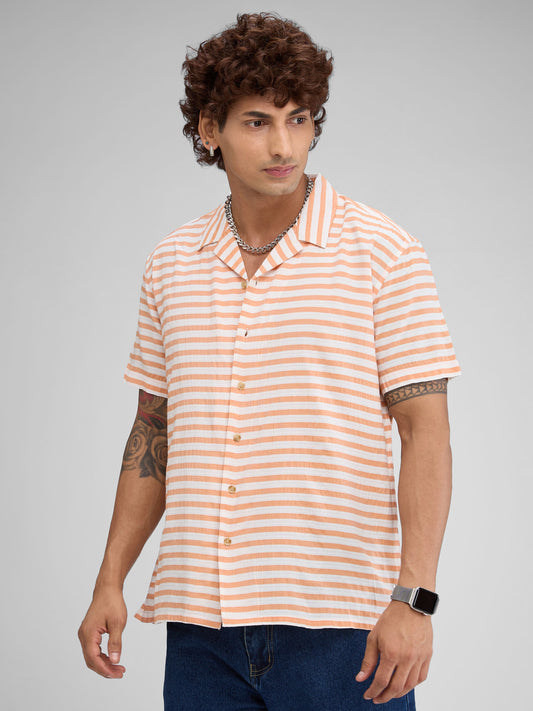Aerospace Orange Striped Oversized Shirt