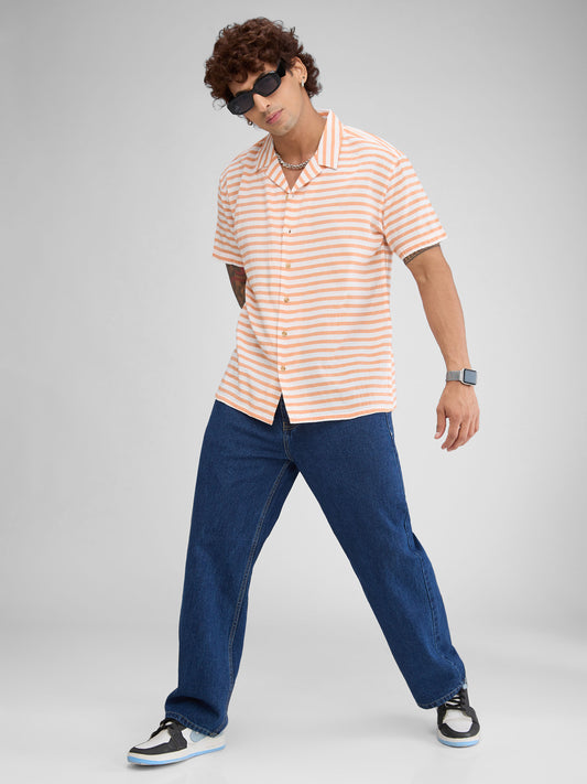 Aerospace Orange Striped Oversized Shirt
