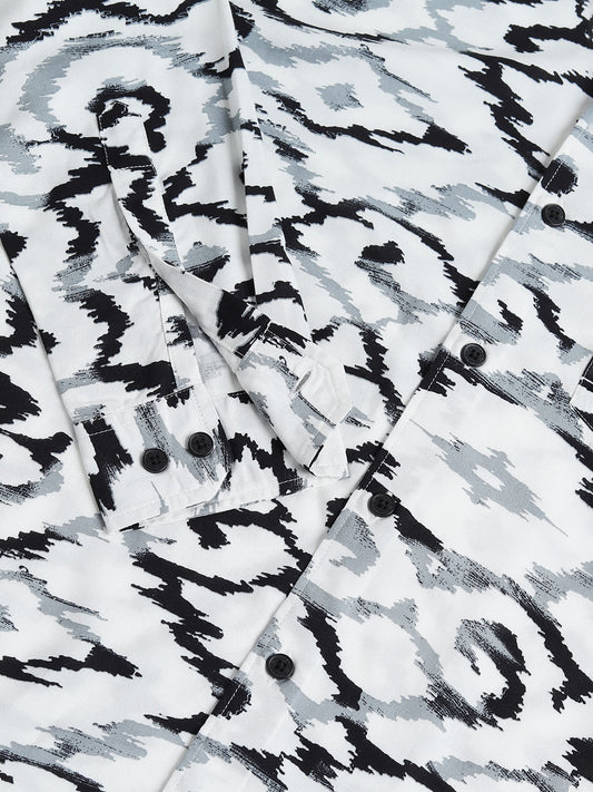 White Abstract Printed Shirt