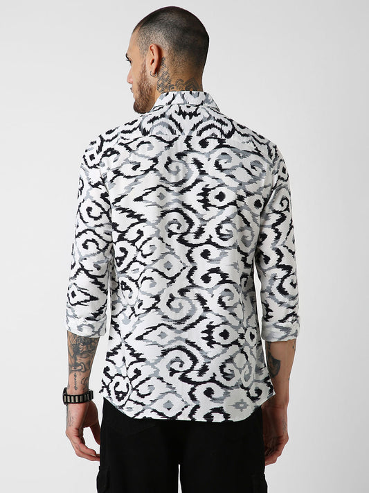 White Abstract Printed Shirt