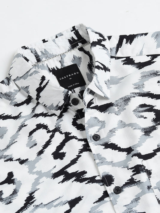 White Abstract Printed Shirt