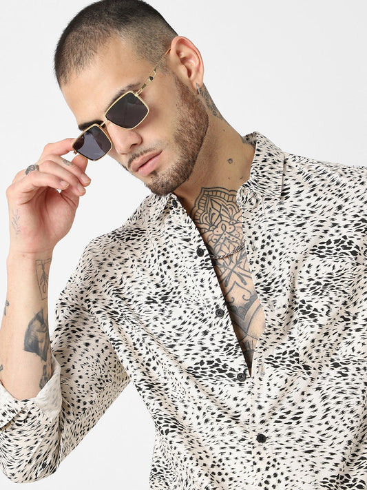 Beige Animal Printed Shirt