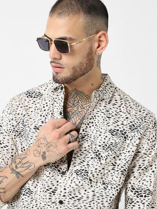 Beige Animal Printed Shirt