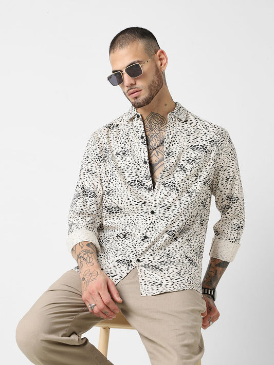Beige Animal Printed Shirt