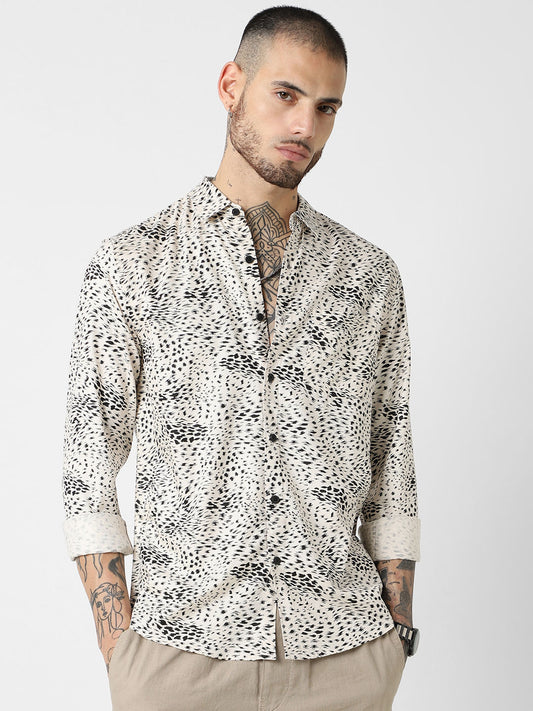 Beige Animal Printed Shirt