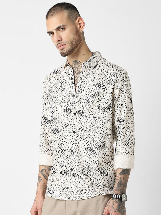 Beige Animal Printed Shirt