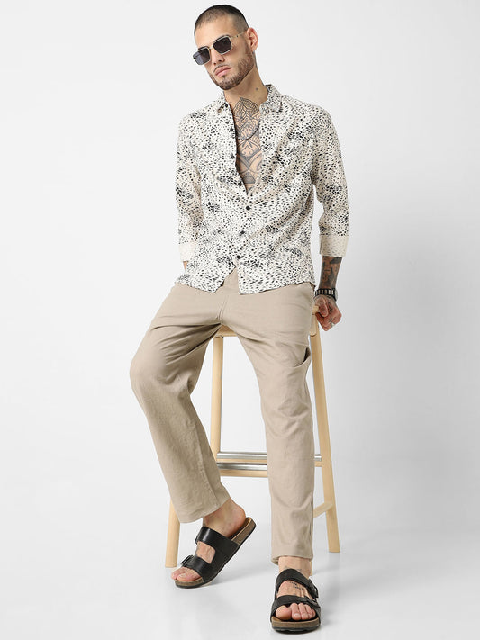 Beige Animal Printed Shirt