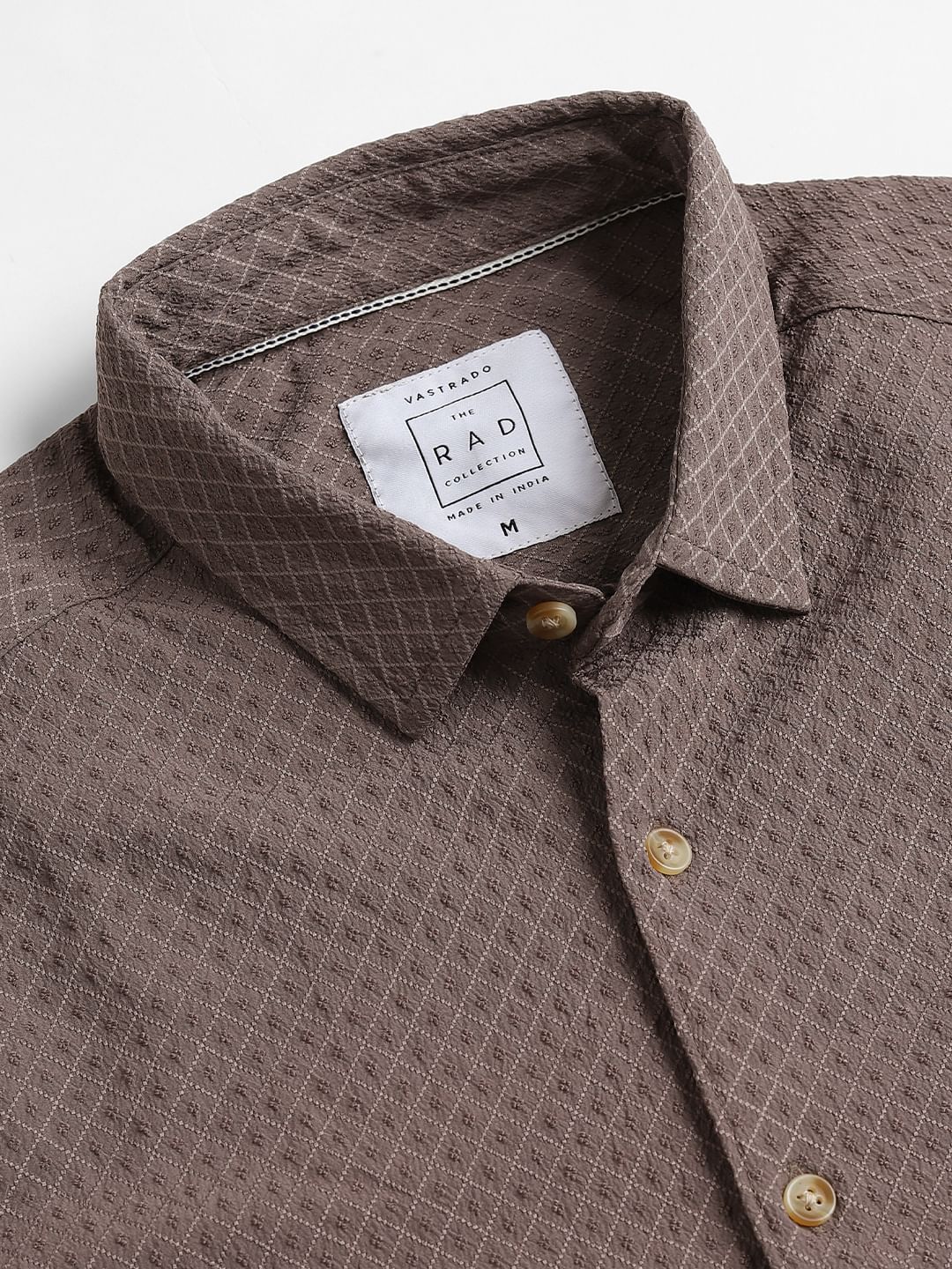 Mud Brown Lozenge Patterned Shirt