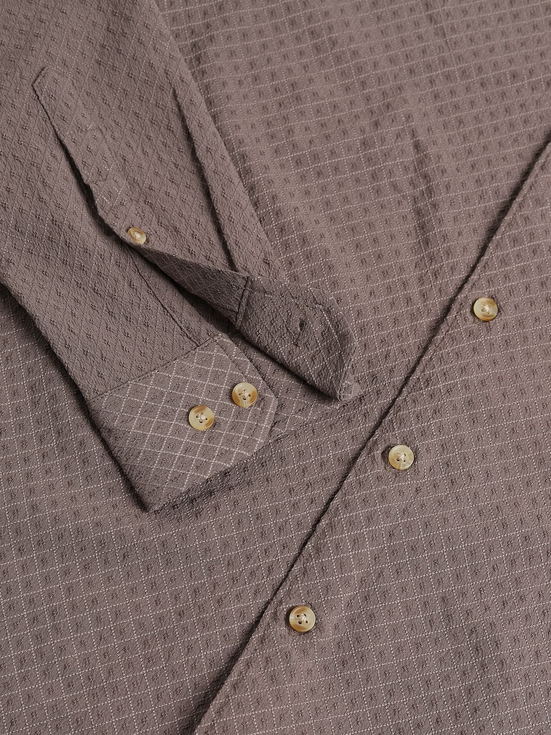 Mud Brown Lozenge Patterned Shirt