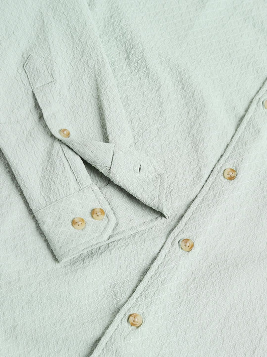 Pista Green Lozenge Patterned Shirt