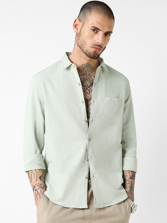 Pista Green Lozenge Patterned Shirt