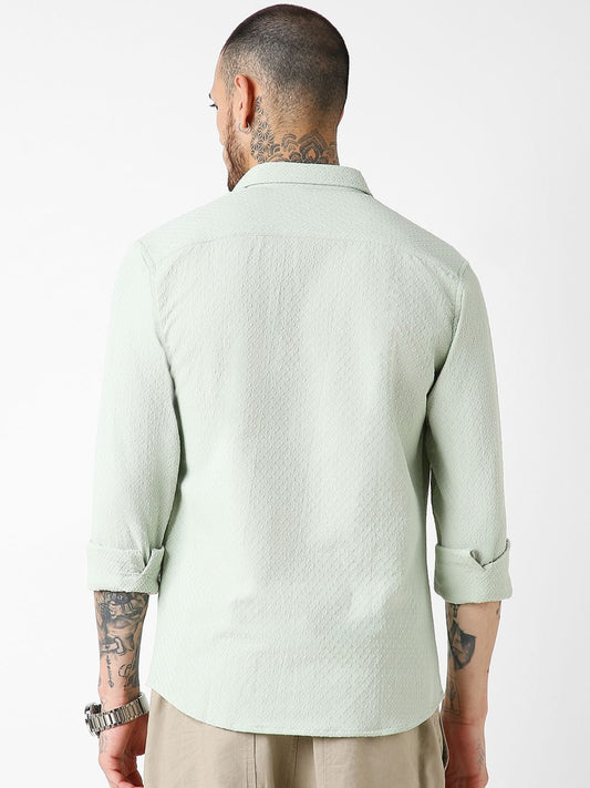 Pista Green Lozenge Patterned Shirt