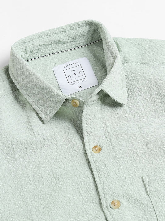 Pista Green Lozenge Patterned Shirt
