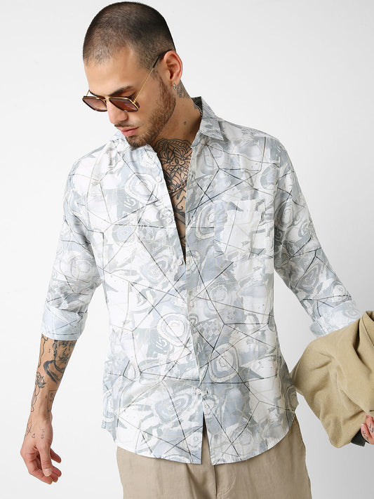 Burn Out Abstract Print Shirt