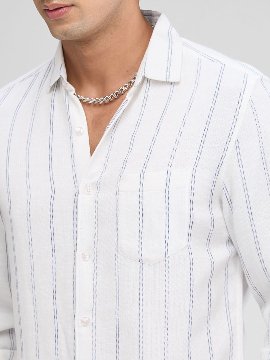 Textured Blue Striped Shirt