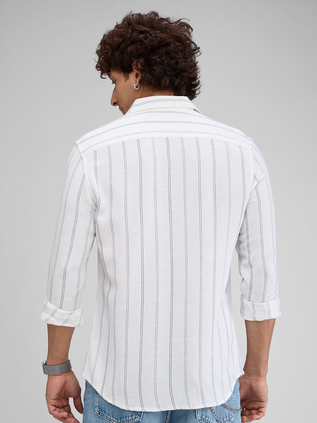Textured Blue Striped Shirt