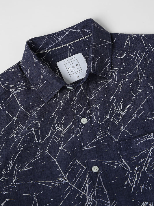 Midnight Blue Abstract Printed Shirt