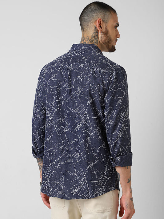 Midnight Blue Abstract Printed Shirt