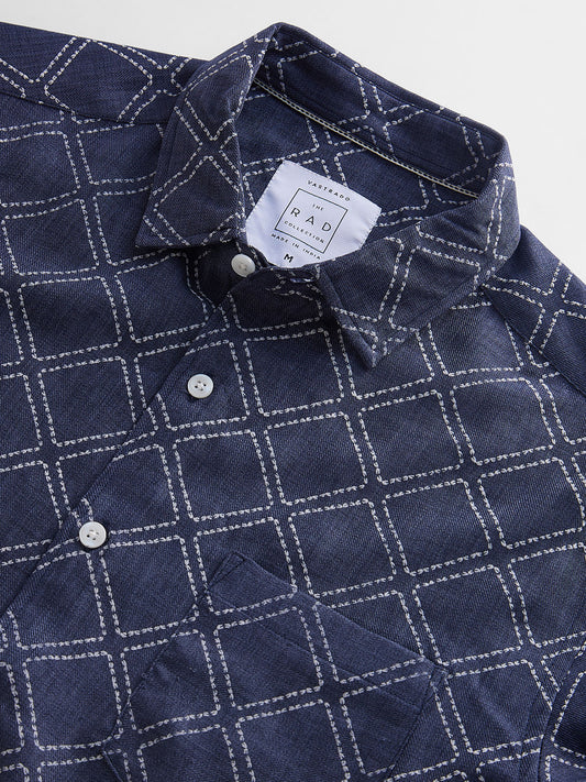 Rhombus Embellished Navy Shirt