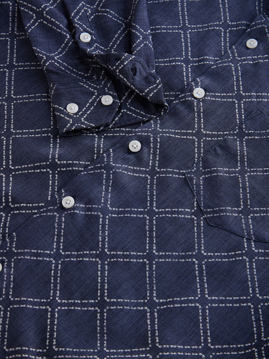 Rhombus Embellished Navy Shirt