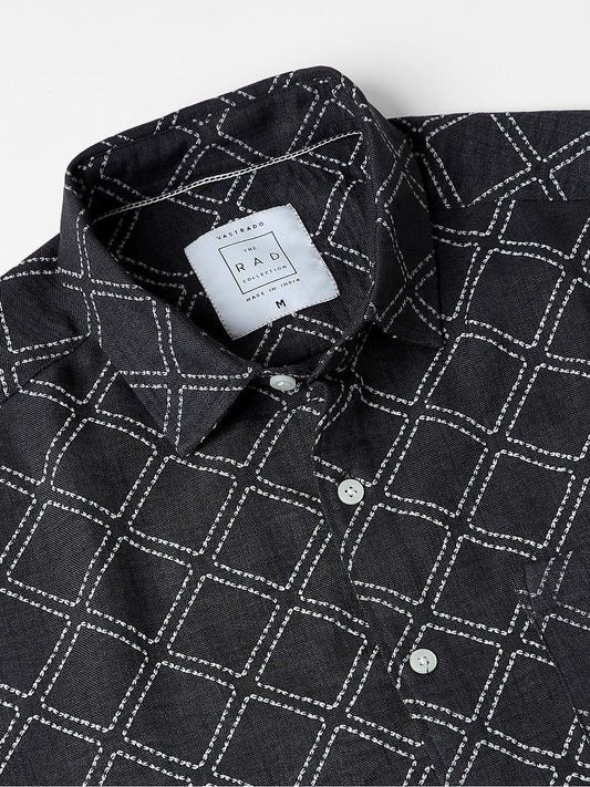 Charcoal Grey Embossed Print Shirt