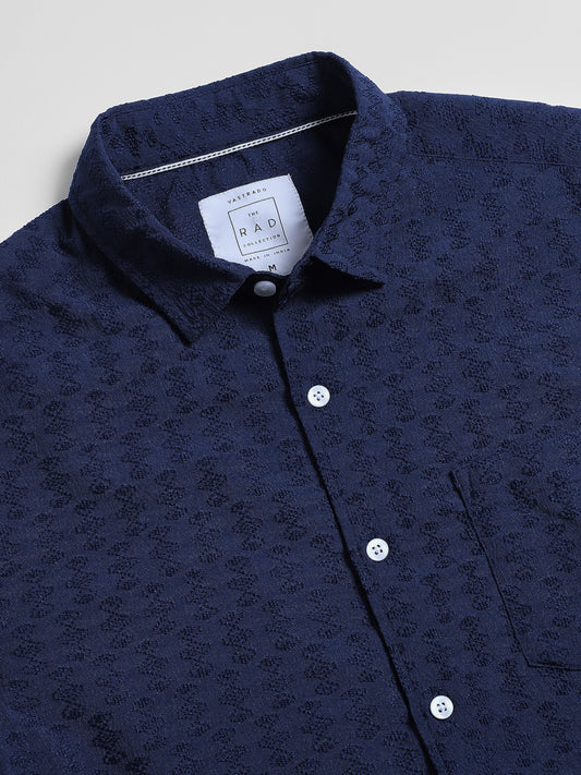 Deep Blue Jacquard Shirt