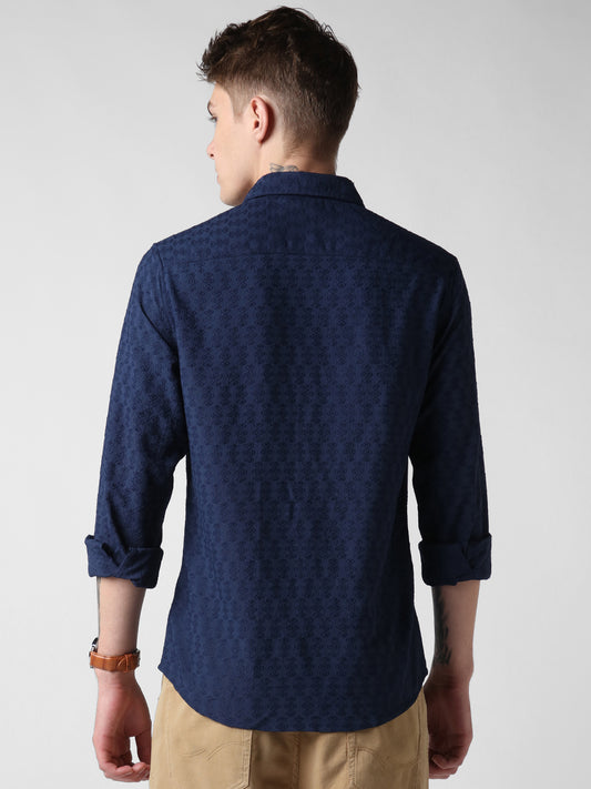 Deep Blue Jacquard Shirt