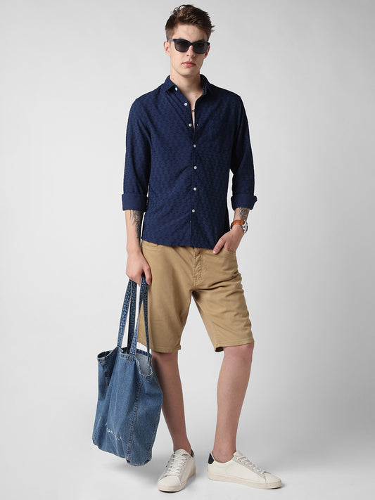 Deep Blue Jacquard Shirt