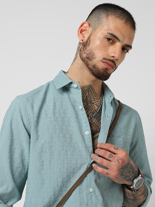 Florida Turquoise Textured Shirt