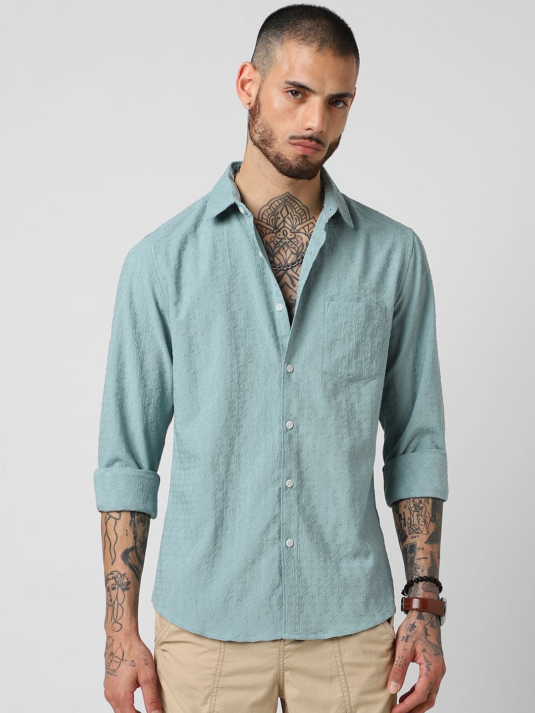 Florida Turquoise Textured Shirt