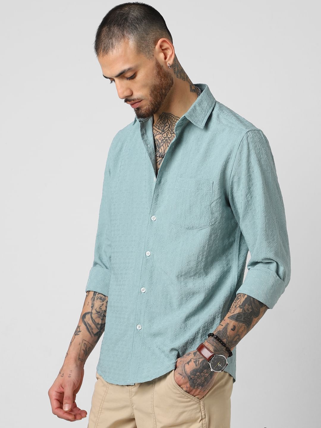 Florida Turquoise Textured Shirt