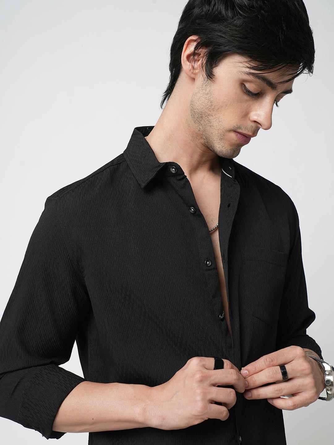Vintage Black Textured Shirt