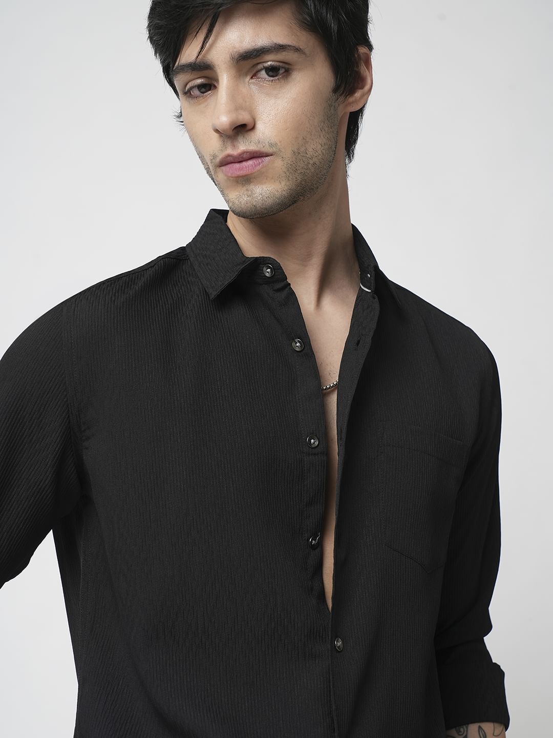 Vintage Black Textured Shirt